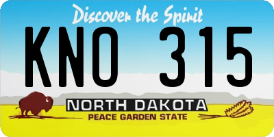 ND license plate KNO315