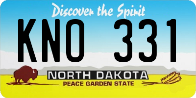 ND license plate KNO331