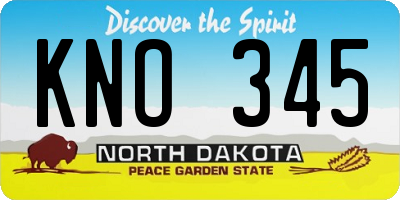 ND license plate KNO345