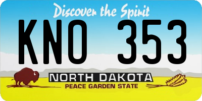 ND license plate KNO353