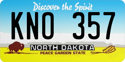 ND license plate KNO357
