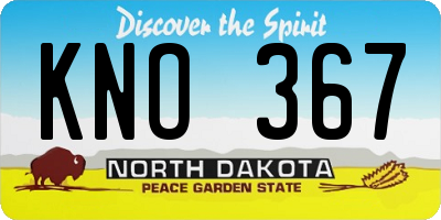 ND license plate KNO367