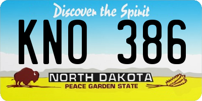 ND license plate KNO386