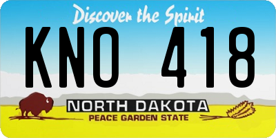 ND license plate KNO418