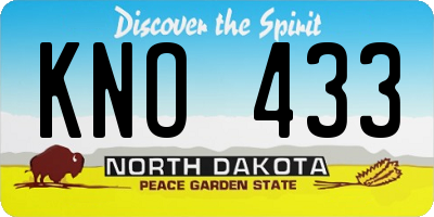 ND license plate KNO433