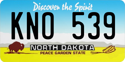 ND license plate KNO539