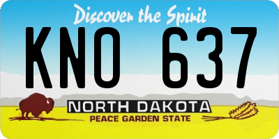 ND license plate KNO637