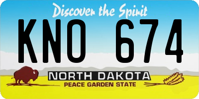 ND license plate KNO674