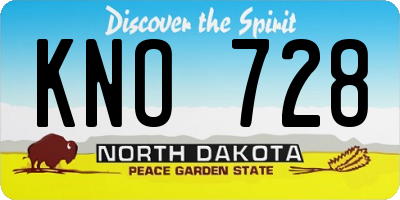 ND license plate KNO728