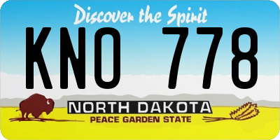ND license plate KNO778