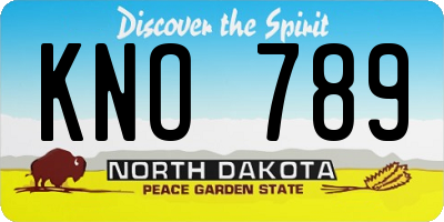 ND license plate KNO789