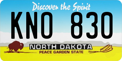ND license plate KNO830