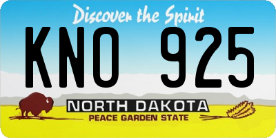 ND license plate KNO925