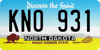 ND license plate KNO931