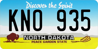 ND license plate KNO935