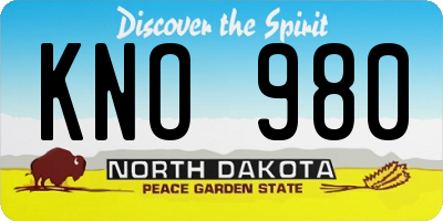 ND license plate KNO980