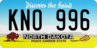 ND license plate KNO996