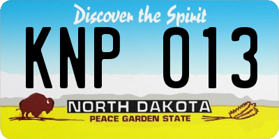 ND license plate KNP013