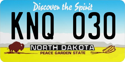 ND license plate KNQ030