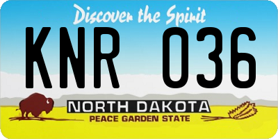 ND license plate KNR036