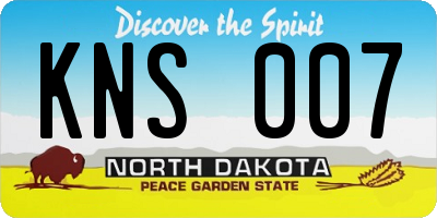 ND license plate KNS007