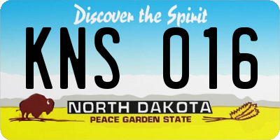 ND license plate KNS016