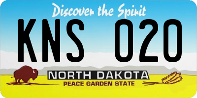 ND license plate KNS020