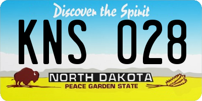 ND license plate KNS028