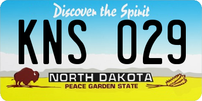 ND license plate KNS029