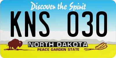 ND license plate KNS030