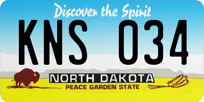 ND license plate KNS034