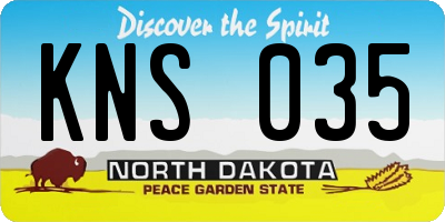 ND license plate KNS035