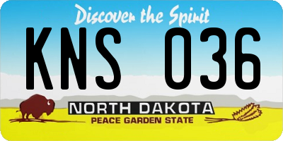 ND license plate KNS036