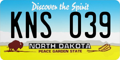 ND license plate KNS039