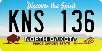ND license plate KNS136