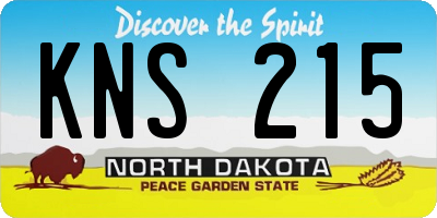ND license plate KNS215