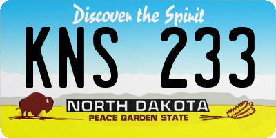 ND license plate KNS233