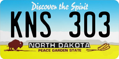 ND license plate KNS303