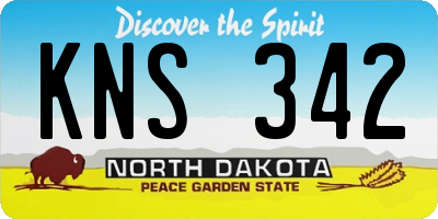 ND license plate KNS342