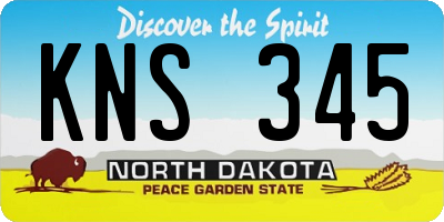 ND license plate KNS345