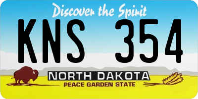 ND license plate KNS354