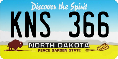 ND license plate KNS366