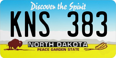 ND license plate KNS383