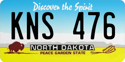 ND license plate KNS476