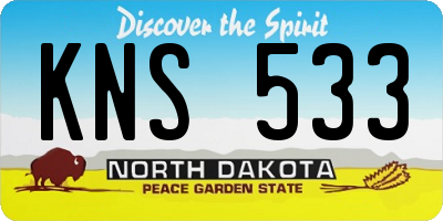 ND license plate KNS533