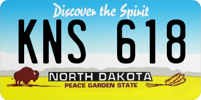 ND license plate KNS618