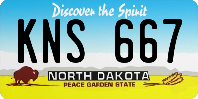 ND license plate KNS667