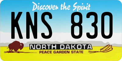 ND license plate KNS830