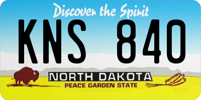 ND license plate KNS840