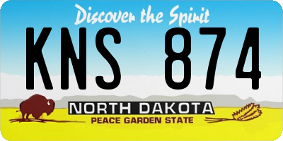 ND license plate KNS874